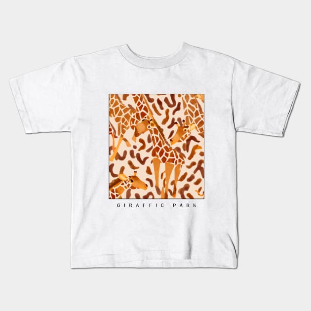 Giraffic Park Fun Abstract Animal Print Kids T-Shirt by All Tee All Day